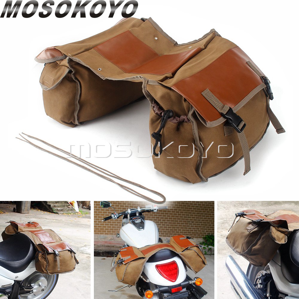 Motorcycle Gear Backpack - Motorcycle Saddlebag Luggage Bag Canvas Panniers