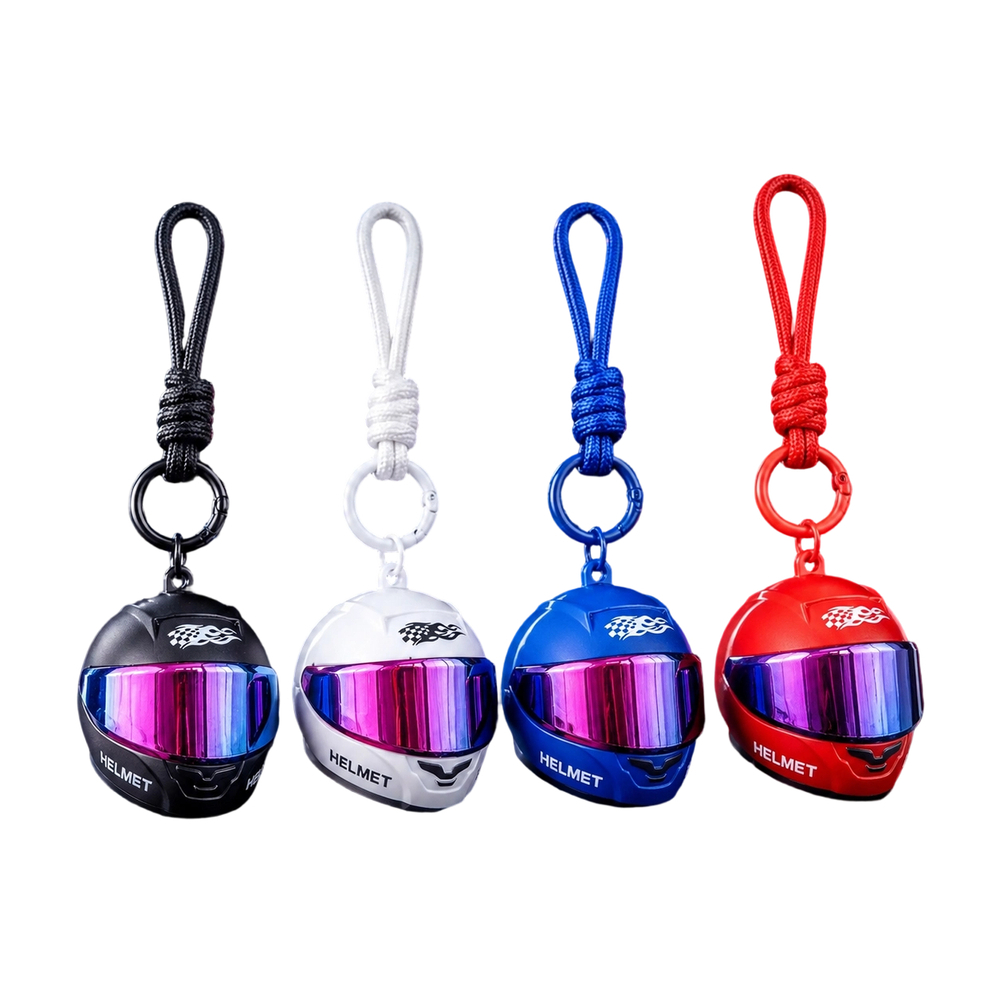 Motorcycle Gear Backpack - Cool Colorful Helmet Keychain With Flip